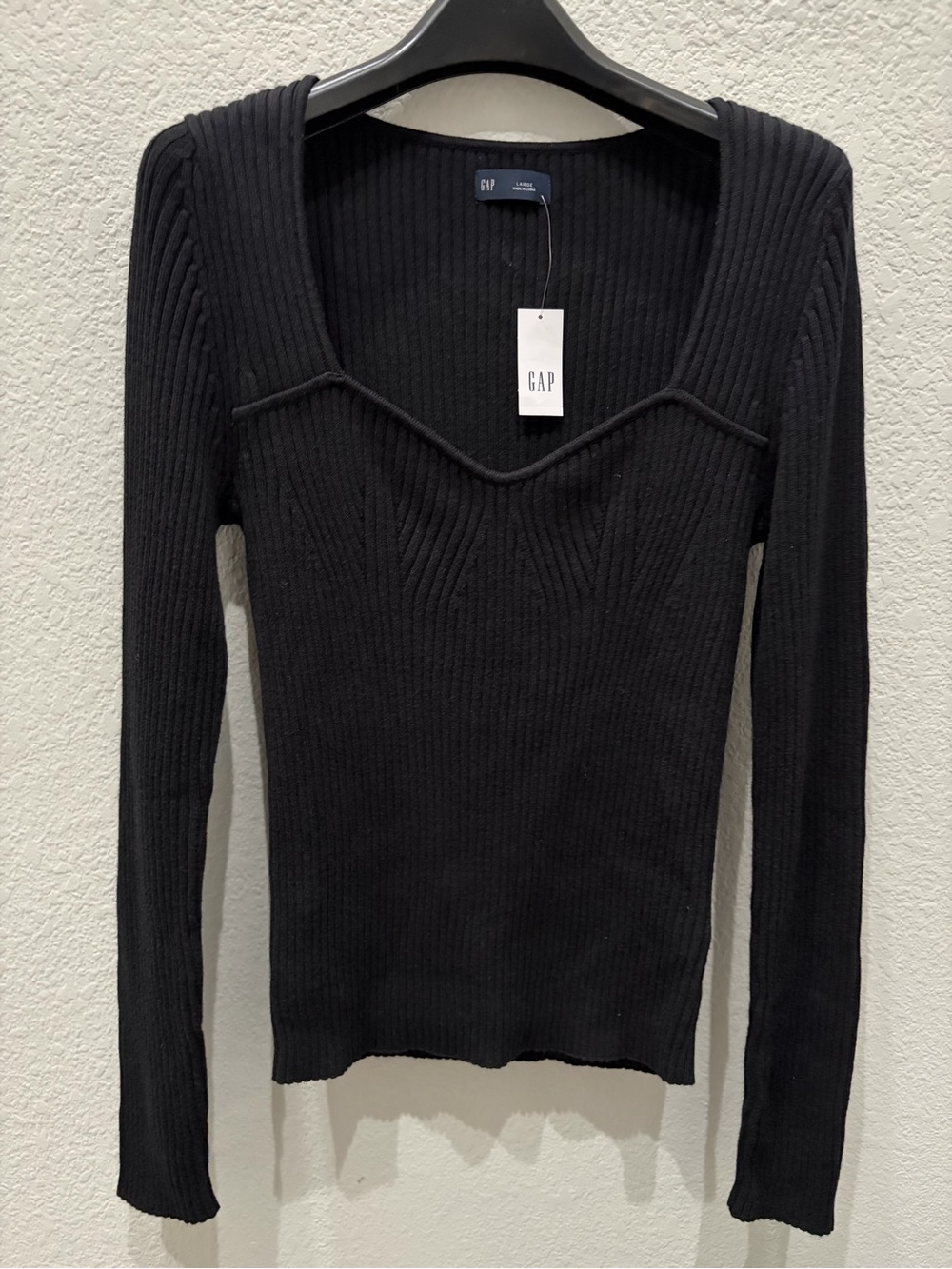GAP Women's Black Ribbed Long-Sleeve Sweater, Sz L
